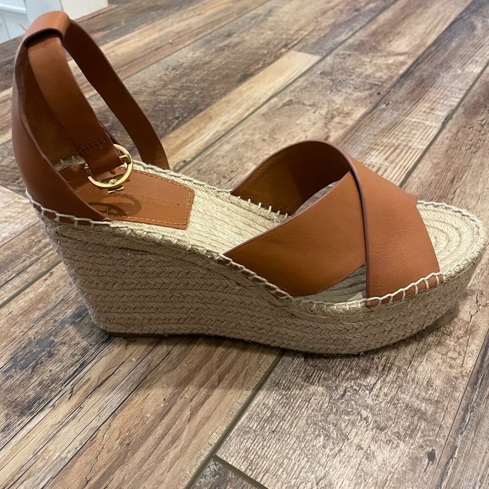 Tory Burch Espadrille Wedge Sandal Size 8 1/2.